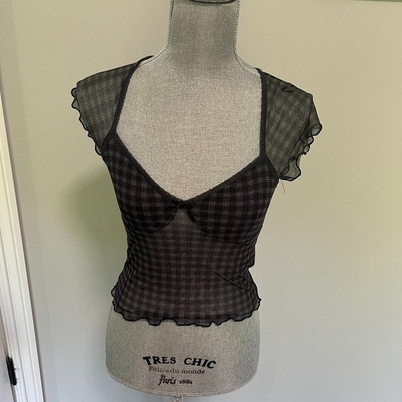 Divided Tops - Divided H&M Black & Gray Mesh Top Size XS NWOT